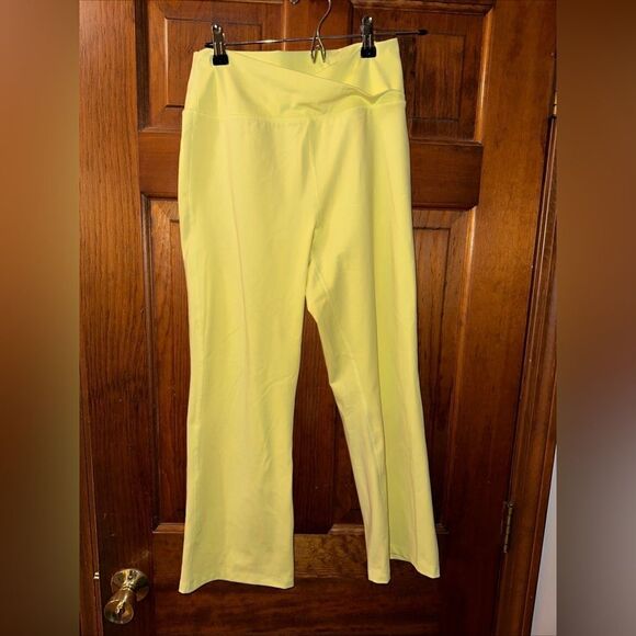 Calvin Klein Performance Medium Stretch Pale Fluorescent Yellow Leggings - Picture 1 of 5